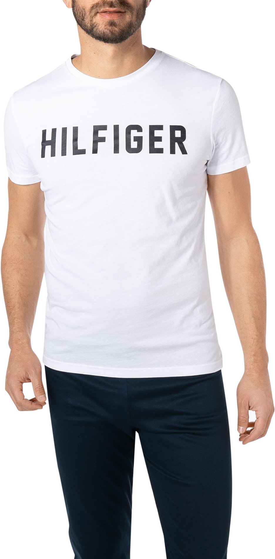 Tommy Hilfiger Herren T-Shirt weiß Baumwolle & Mix unifarben