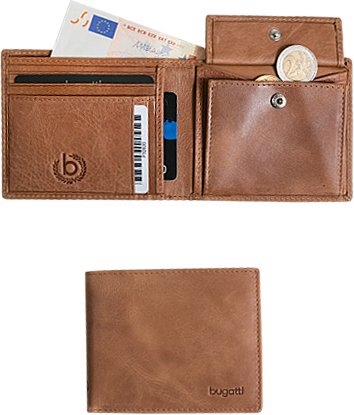bugatti Herren Geldbörse braun Leder