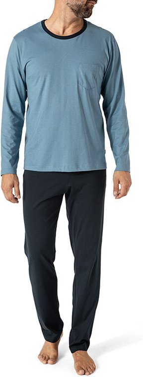 Thumbnail - CALIDA Herren Pyjama blau Jersey-Baumwolle unifarben
