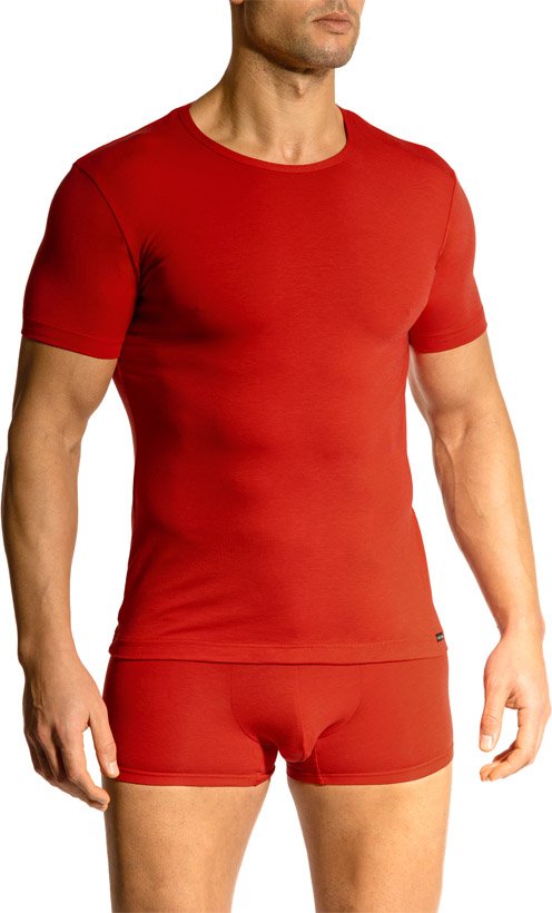 Olaf Benz Herren T-Shirt rot Baumwolle & Mix unifarben