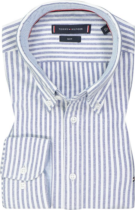 Tommy Hilfiger Herren Hemd blau gestreift Slim Fit