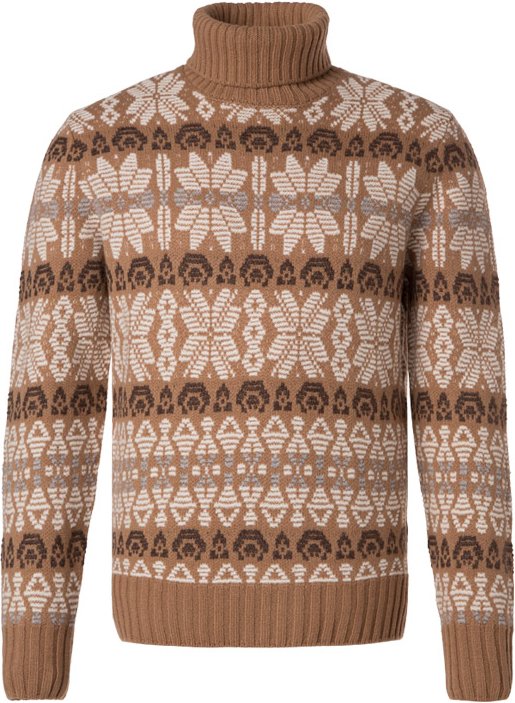 Thumbnail - Gran Sasso Herren Rollkragenpullover beige Gemustert