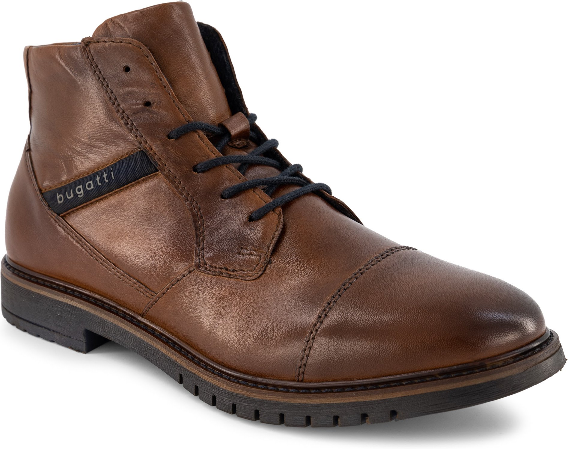bugatti Herren Stiefeletten braun Glattleder