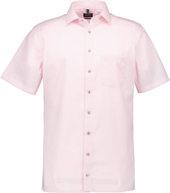 OLYMP Herren Kurzarmhemd rosa meliert