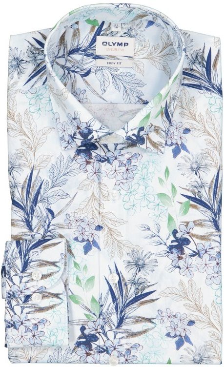 OLYMP Herren Hemd blau geblümt