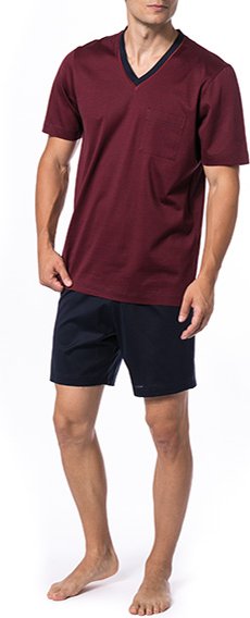 Thumbnail - Novila Herren Pyjama rot Jersey-Baumwolle unifarben
