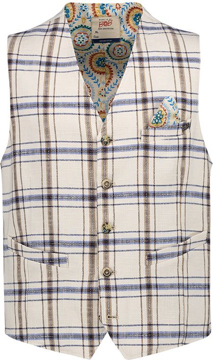 BOB Herren Weste beige kariert