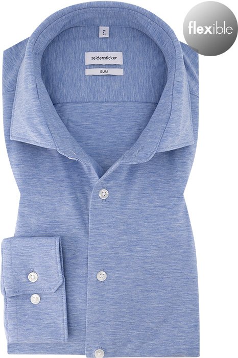 Seidensticker Herren Hemd blau meliert Slim Fit