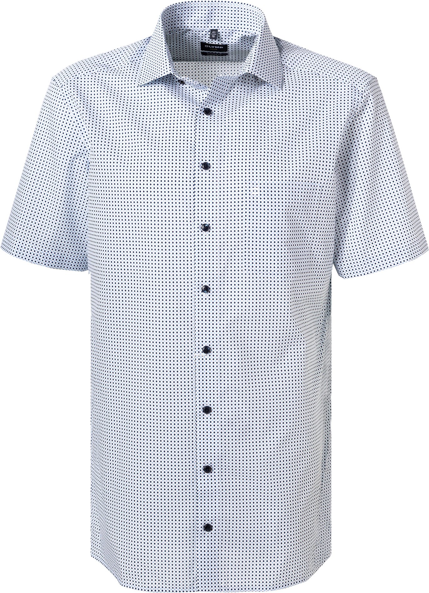 OLYMP Herren Kurzarmhemd blau gemustert
