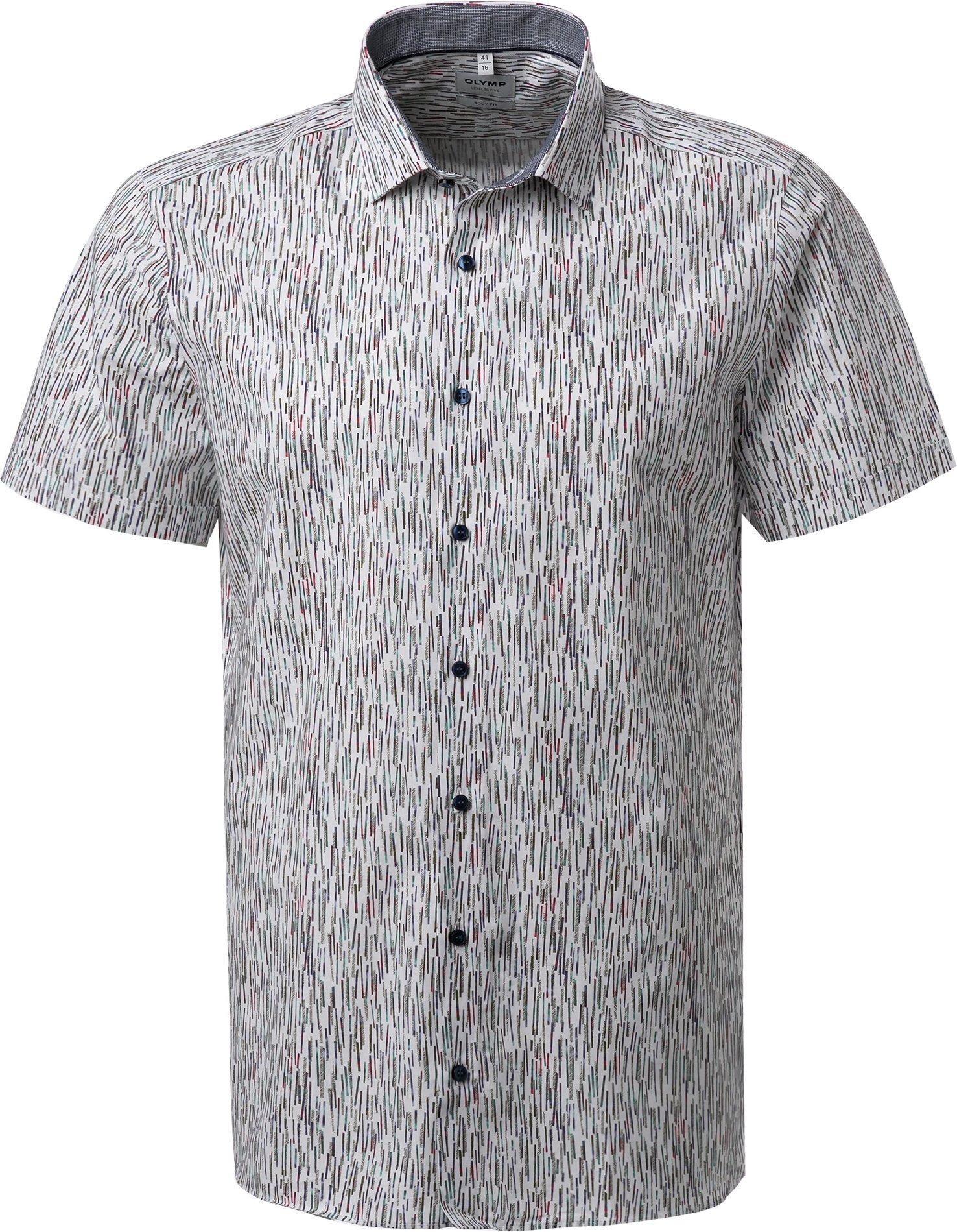 OLYMP Herren Kurzarmhemd grün gemustert
