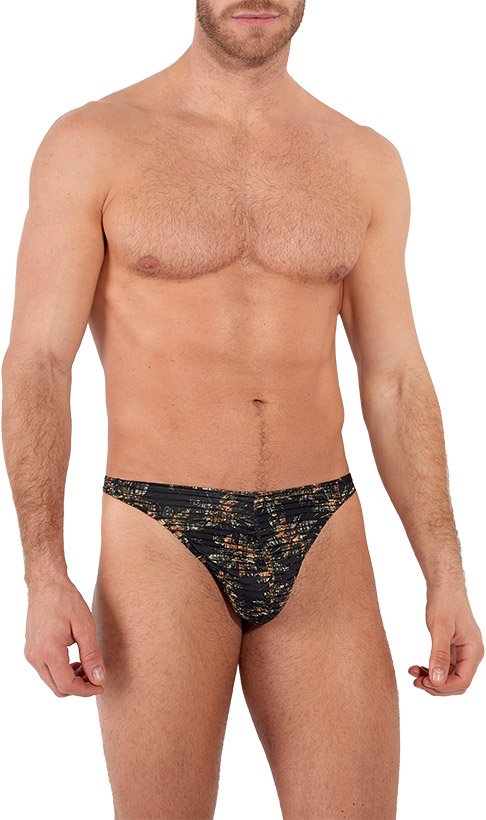 HOM Herren G-String grün Mikrofaser/Funktion Gemustert,Geprintet