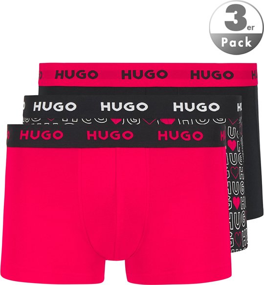 Thumbnail - HUGO Herren Trunks rot Baumwolle & Mix Gemustert,unifarben