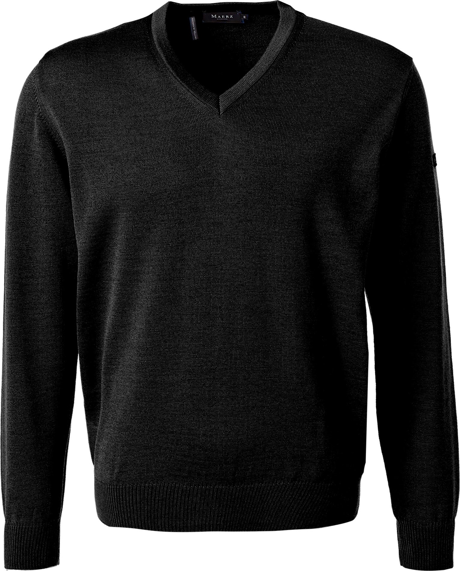 Thumbnail - MAERZ Muenchen Herren V-Pullover schwarz unifarben