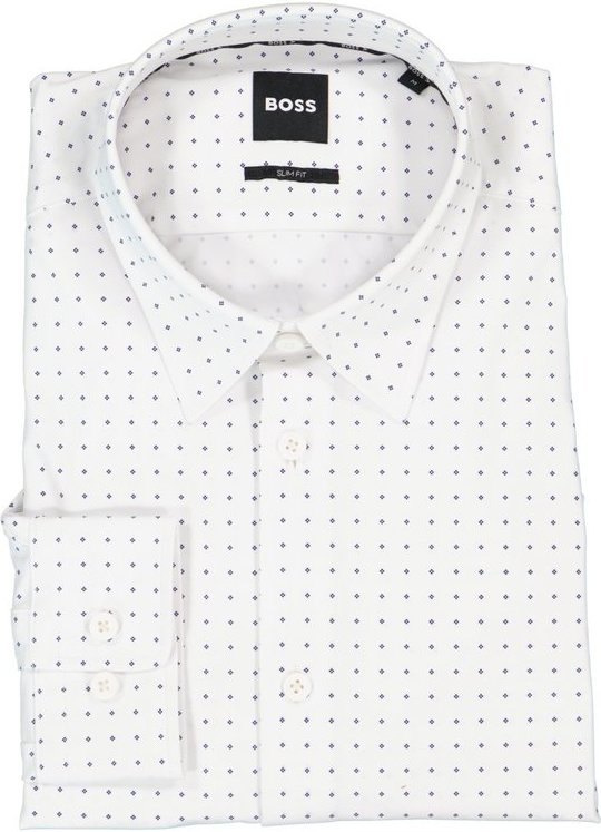 BOSS Black Herren Hemd weiß gemustert Slim Fit
