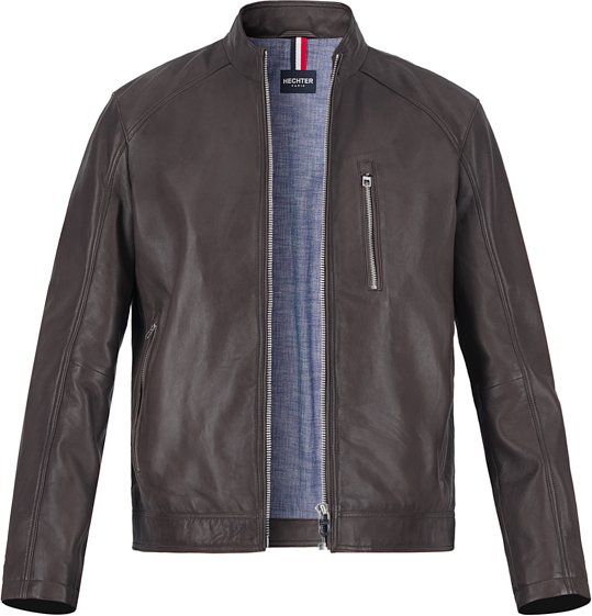 Thumbnail - HECHTER PARIS Herren Lederjacke braun unifarben