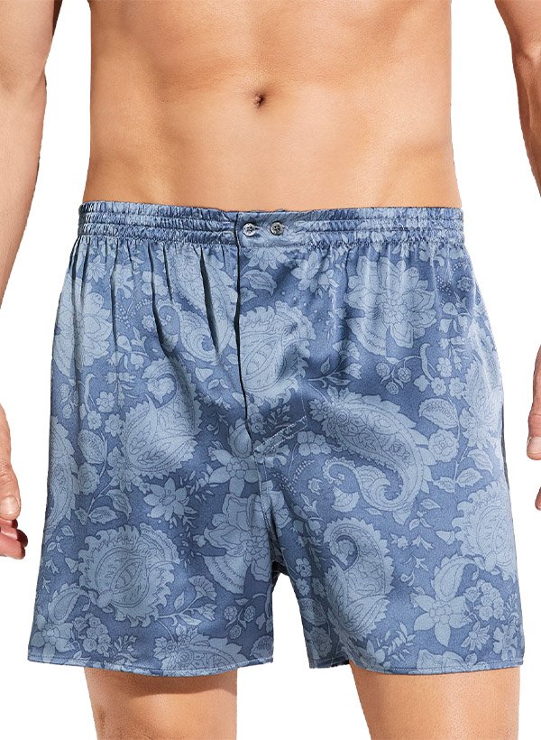 Zimmerli Herren Boxershorts blau Seide Gemustert