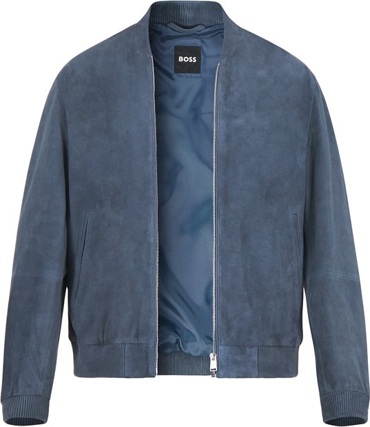 BOSS Black Herren Lederjacke blau