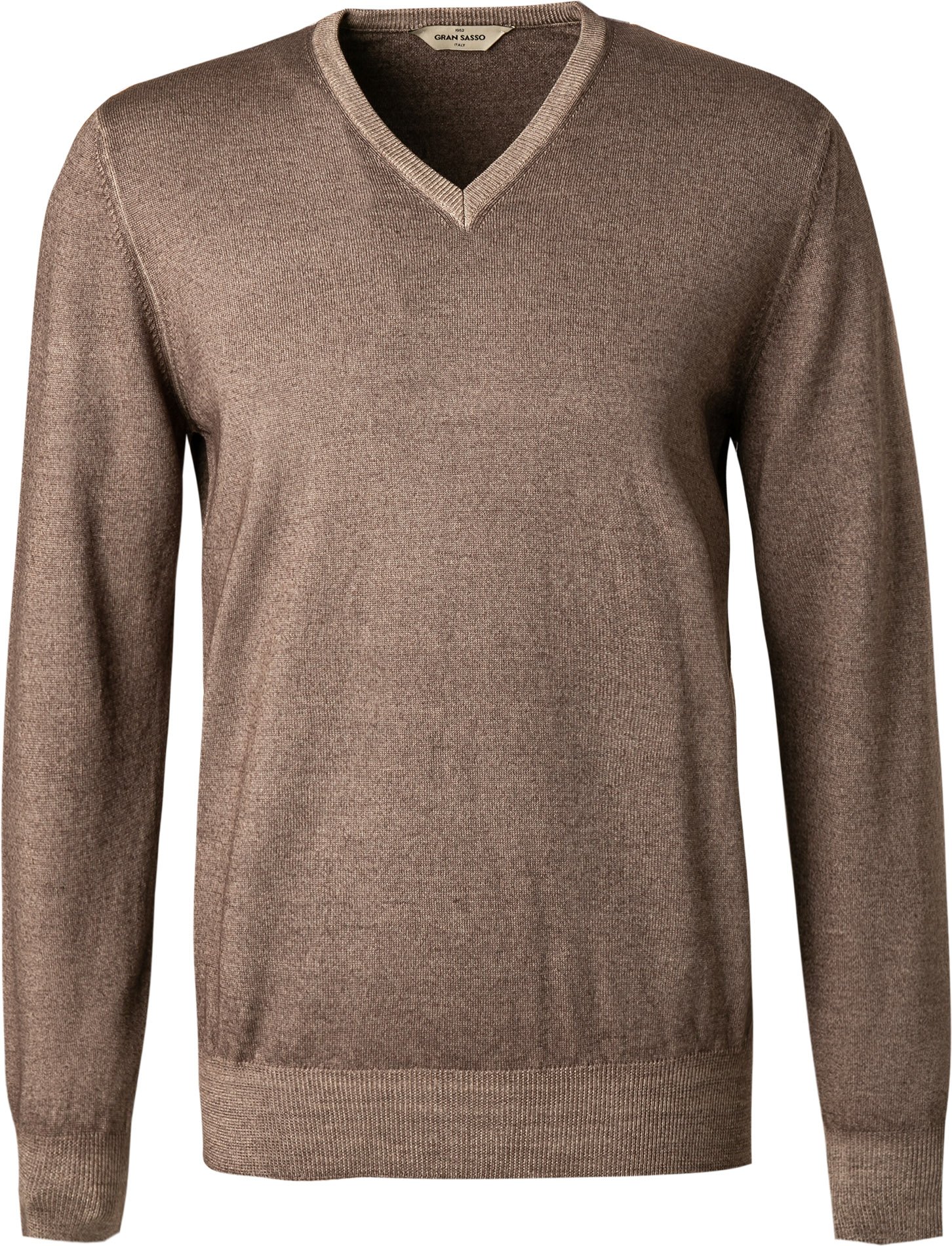 Thumbnail - Gran Sasso Herren V-Pullover braun unifarben