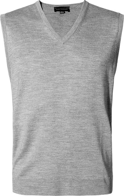 John Smedley Herren V-Pullunder grau unifarben