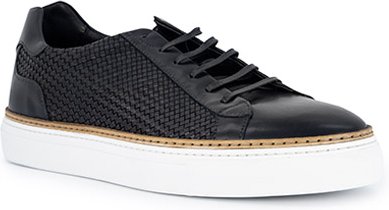 rosso e nero Herren Sneaker blau Glattleder