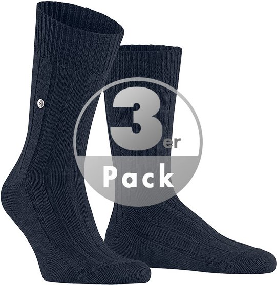 Thumbnail - Burlington Herren Socken blau Schur-Wolle unifarben