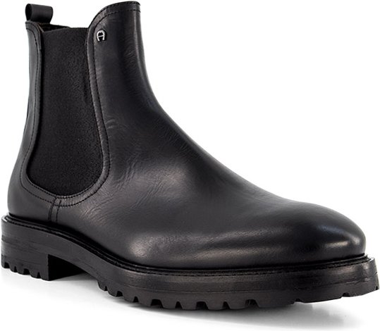 AIGNER Herren Chelsea Boots schwarz Glattleder