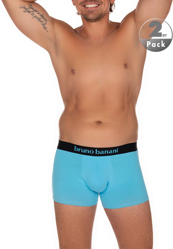 Thumbnail - bruno banani Herren Shorts blau Baumwolle & Mix unifarben