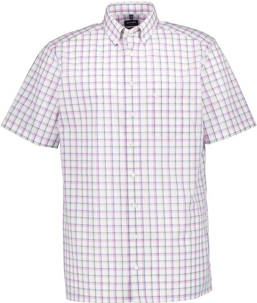 OLYMP Herren Kurzarmhemd blau kariert