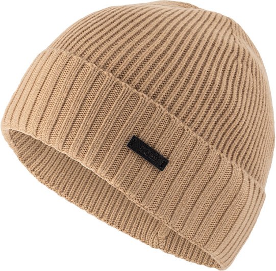 BOSS Black Herren Mütze beige Schur-Wolle