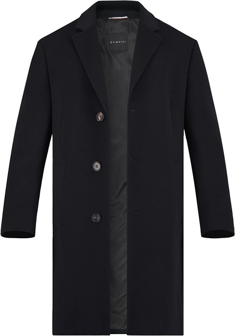 bugatti Herren Mantel schwarz unifarben