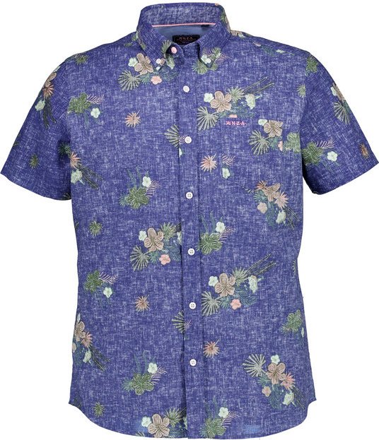 N.Z.A. Herren Hemd blau geblümt