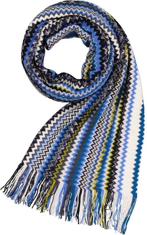MISSONI Herren Schal blau Schur-Wolle