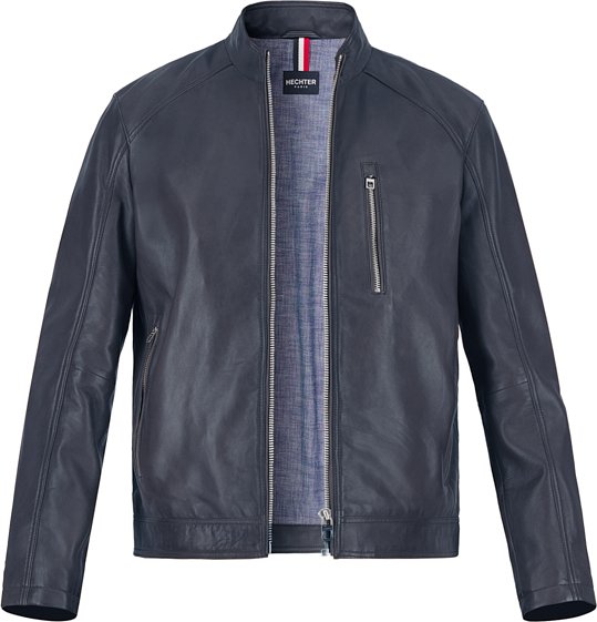 HECHTER PARIS Herren Lederjacke blau unifarben