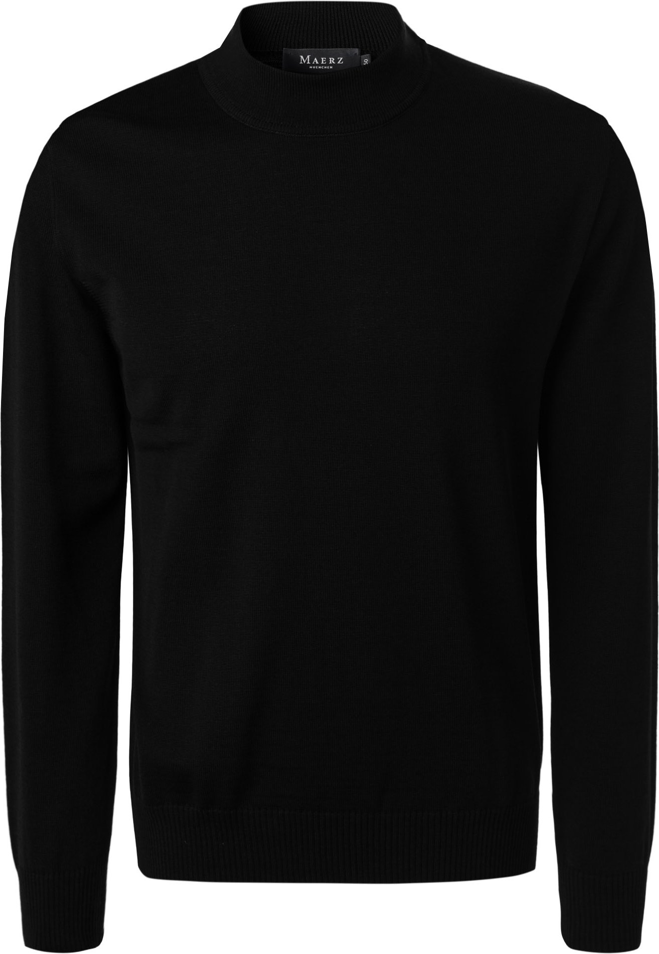 MAERZ Muenchen Herren Stehkragenpullover schwarz unifarben