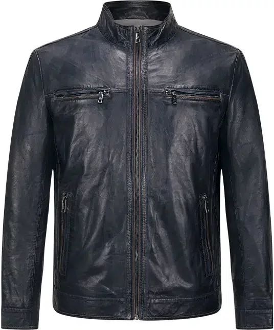 MILESTONE Herren Lederjacke blau