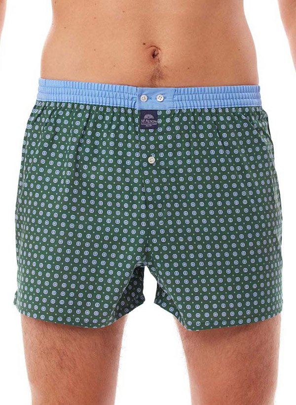 MC ALSON Herren Boxershorts grün Reine Baumwolle Gemustert