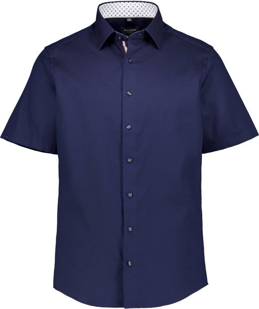 OLYMP Herren Kurzarmhemd blau