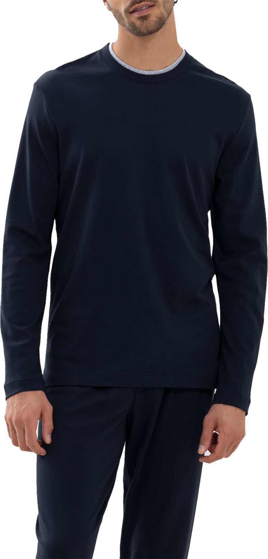 Mey Herren Longsleeve blau Mikrofaser/Funktion unifarben