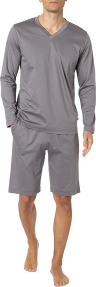 Thumbnail - Zimmerli Herren Pyjama Set grau Jersey-Baumwolle unifarben