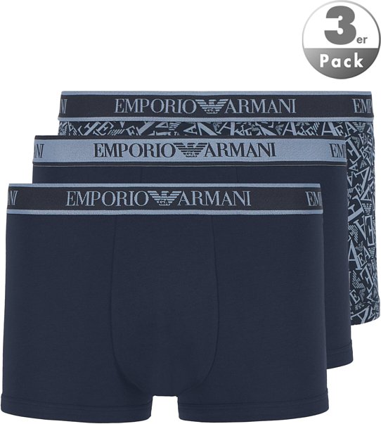 Thumbnail - EMPORIO ARMANI Herren Trunks blau Baumwolle & Mix Gemustert,unifarben