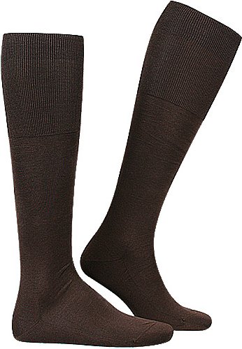 Falke Herren Kniestrümpfe braun Ägyptische Baumwolle unifarben