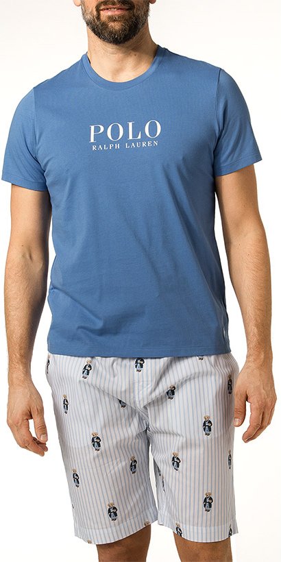 Polo Ralph Lauren Herren T-Shirt blau Jersey-Baumwolle unifarben