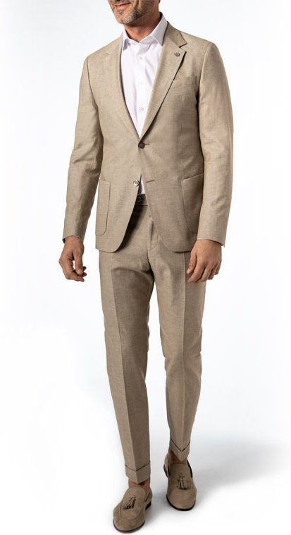 Strellson Herren Anzug beige meliert Slim Fit