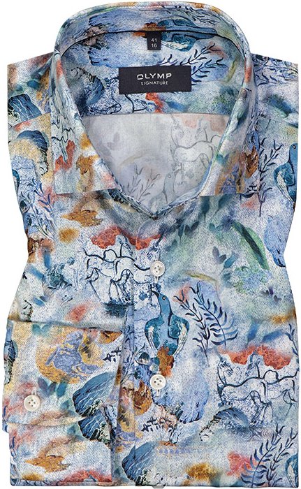 Thumbnail - OLYMP Signature Herren Hemd blau geblümt