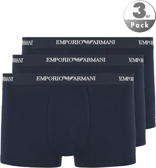 Thumbnail - EMPORIO ARMANI Herren Trunks blau Baumwolle & Mix unifarben