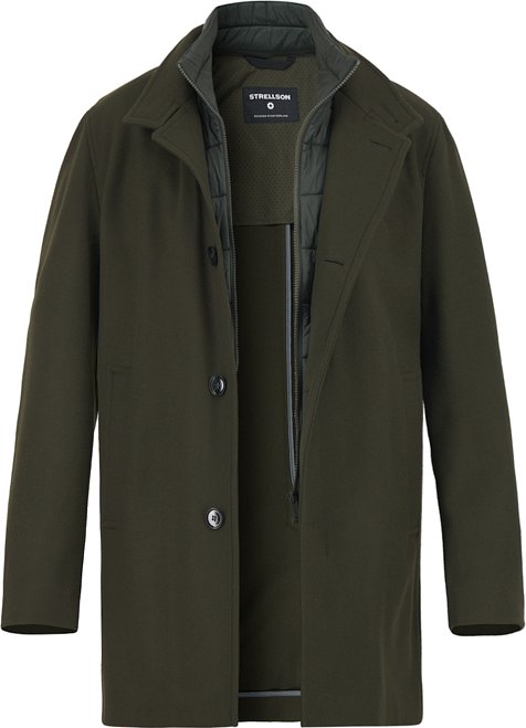 Strellson Herren Mantel grün unifarben