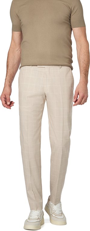 Strellson Herren Hose beige kariert Slim Fit