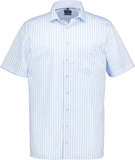 OLYMP Herren Kurzarmhemd blau gestreift