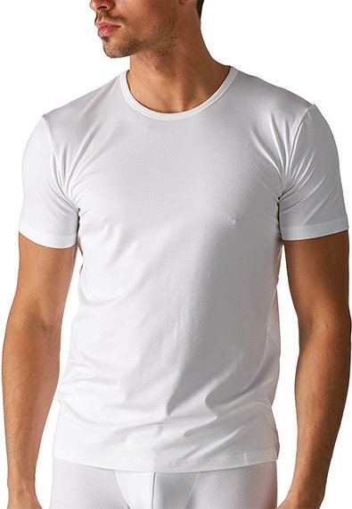 Mey Herren T-Shirt weiß Baumwolle & Mix unifarben