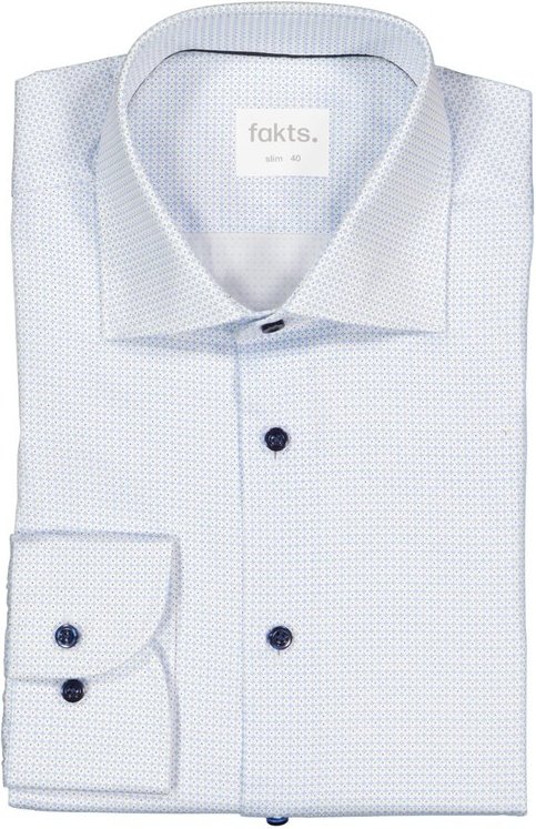 fakts Herren Hemd blau gemustert Slim Fit